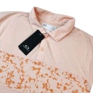 NEW TAGS Oakley Shirt Top Polo Mens Medium Sand Print Golf Lightweight Casual